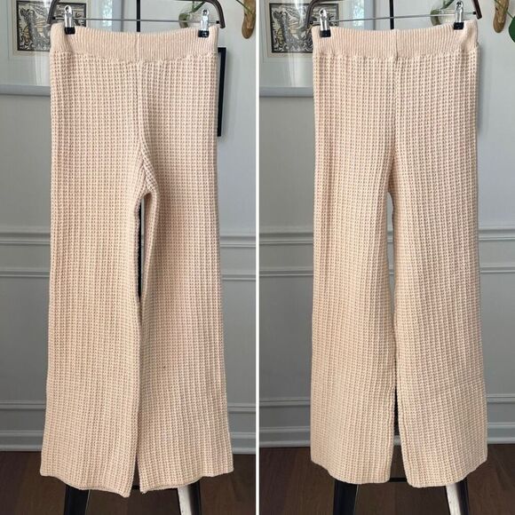 Annah Hariri Pollina Knit Pull On Flare Pants Beige XL 16 18 - Picture 1 of 7